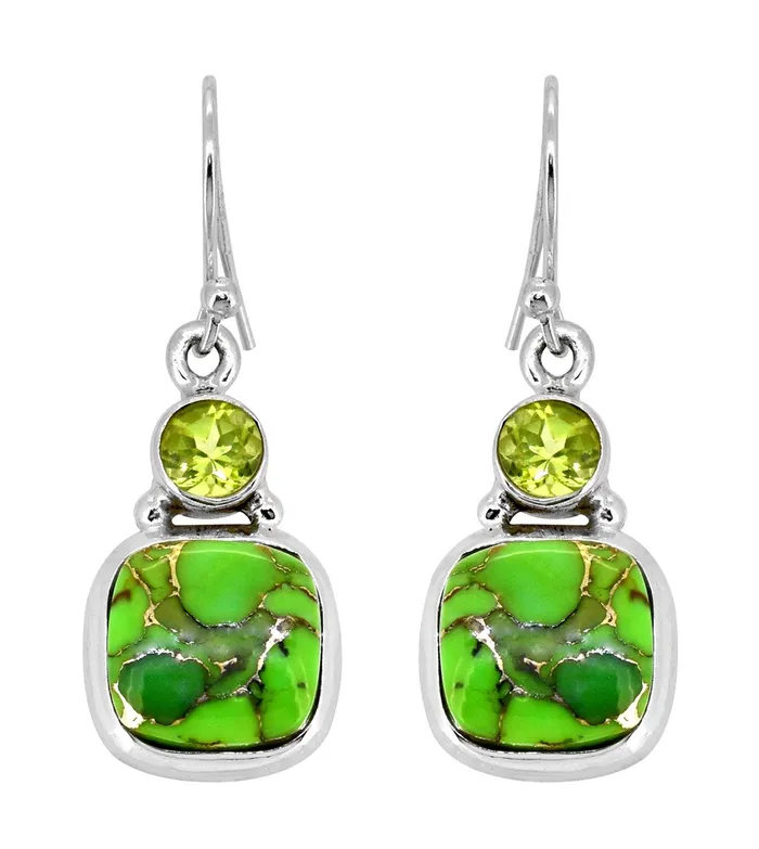 Earrings YoTreasure Green Copper Turquoise Solid 925 Sterling Silver Dangle Earrings Jewelry Earrings YoTreasure Green Copper Turquoise Solid 925 Sterling Silver Dangle Earrings Jewelry