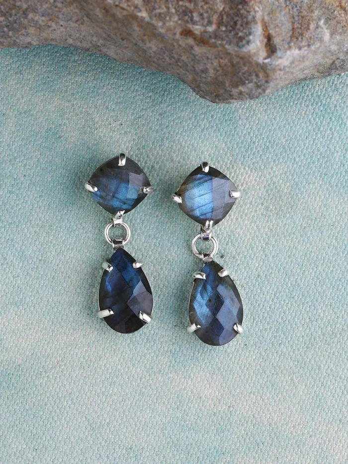 Earrings YoTreasure Labradorite Solid 925 Sterling Silver Drop Earrings Jewelry Earrings YoTreasure Labradorite Solid 925 Sterling Silver Drop Earrings Jewelry