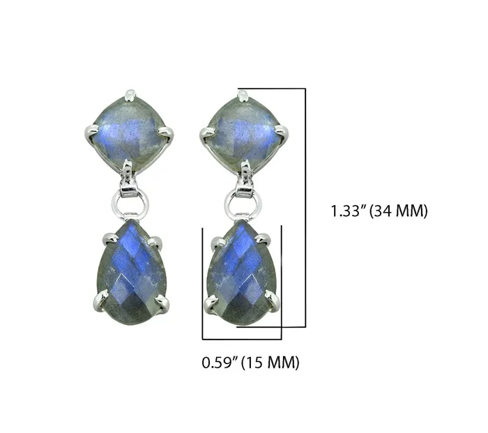 Earrings YoTreasure Labradorite Solid 925 Sterling Silver Drop Earrings Jewelry