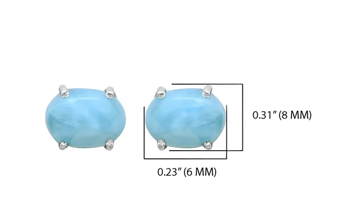 Earrings YoTreasure Natural Larimar Solid 925 Sterling Silver Stud Earrings