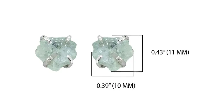 Earrings YoTreasure Rough Aquamarine Solid 925 Sterling Silver Stud Earrings