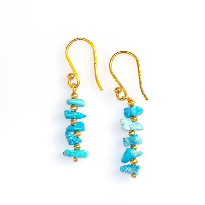 Earrings YoTreasure Turquoise Solid 925 Silver Gold Plated Dangle Earrings Jewelry Earrings YoTreasure Turquoise Solid 925 Silver Gold Plated Dangle Earrings Jewelry
