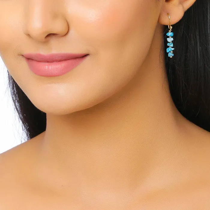 Earrings YoTreasure Turquoise Solid 925 Silver Gold Plated Dangle Earrings Jewelry Earrings YoTreasure Turquoise Solid 925 Silver Gold Plated Dangle Earrings Jewelry