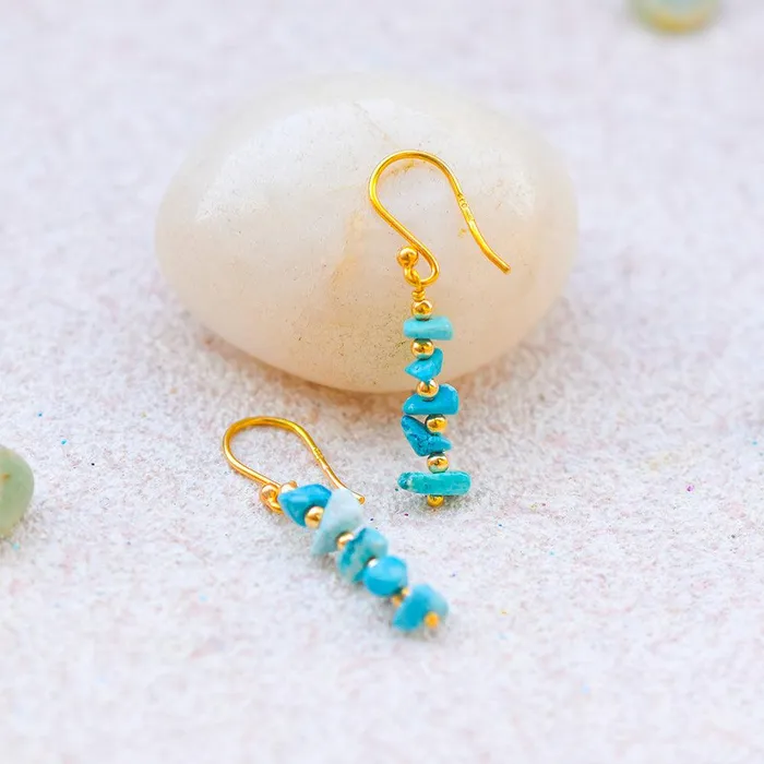 Earrings YoTreasure Turquoise Solid 925 Silver Gold Plated Dangle Earrings Jewelry Earrings YoTreasure Turquoise Solid 925 Silver Gold Plated Dangle Earrings Jewelry