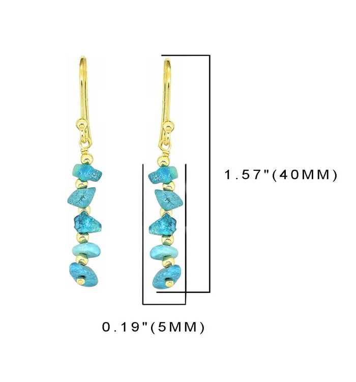 Earrings YoTreasure Turquoise Solid 925 Silver Gold Plated Dangle Earrings Jewelry Earrings YoTreasure Turquoise Solid 925 Silver Gold Plated Dangle Earrings Jewelry