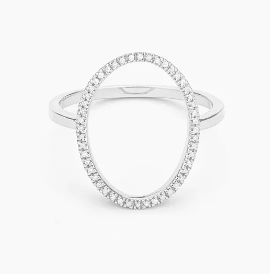 Ella Stein Ella Stein Silver Diamond Oval Ring SI3489 Rings