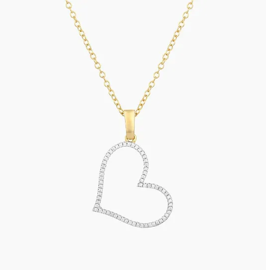 Ella Stein Necklaces Ella Stein Sterling SilverGold Plated Hanging Diamond Heart Necklace Ella Stein Necklaces Ella Stein Sterling SilverGold Plated Hanging Diamond Heart Necklace