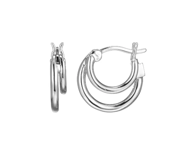 ELLE Earrings ELLE Sterling Silver Simpatico Double Hoop Earrings SI5121