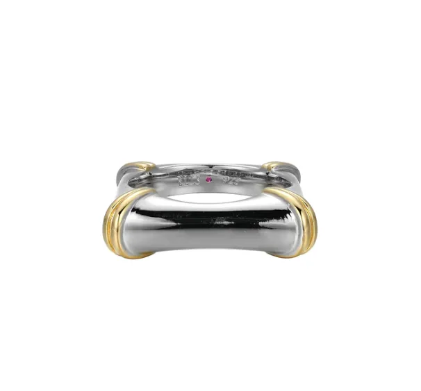 ELLE Rings ELLE Two Tone Bamboo Square Ring