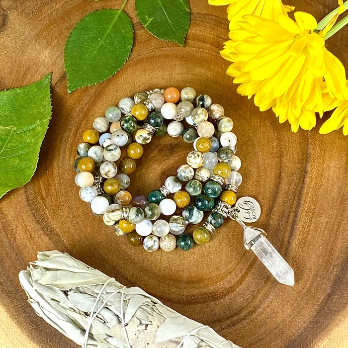 Extremely Rare Only 1 Ocean Jasper Vitality Health 108 Mala Necklace Bracelet Lily Rose Jewelry Bracelets Extremely Rare Only 1 Ocean Jasper Vitality Health 108 Mala Necklace Bracelet Lily Rose Jewelry Bracelets