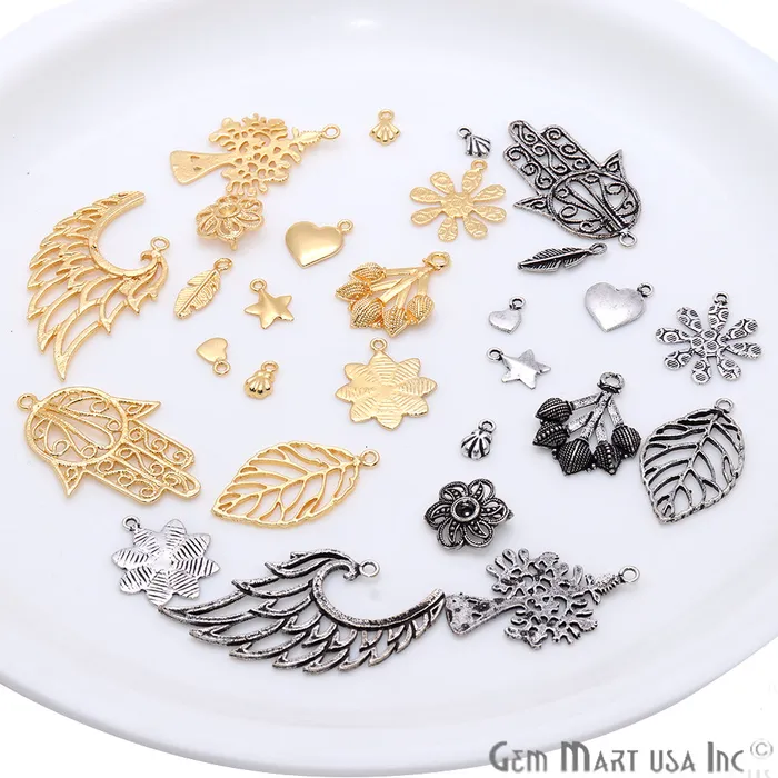 Flower Shape Oxidized 22x18mm Charm For Bracelets Pendants GemmartUSA Charm Necklaces Flower Shape Oxidized 22x18mm Charm For Bracelets Pendants GemmartUSA Charm Necklaces