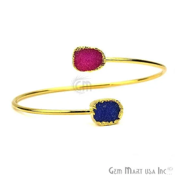 GemMartUSA Bracelets Elegant Adjustable Double Druzy Gemstone Stacking Bangle Bracelet GemMartUSA Bracelets Elegant Adjustable Double Druzy Gemstone Stacking Bangle Bracelet