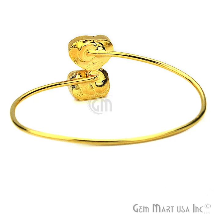 GemMartUSA Bracelets Elegant Adjustable Double Druzy Gemstone Stacking Bangle Bracelet