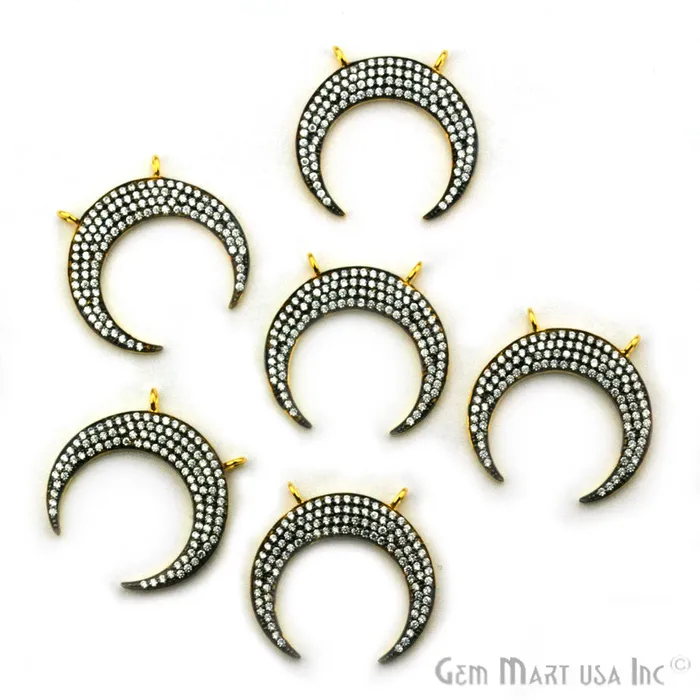 GemmartUSA Bracelets Moon CZ Pave Gold Vermeil Charm for Bracelet Pendants GemmartUSA Bracelets Moon CZ Pave Gold Vermeil Charm for Bracelet Pendants