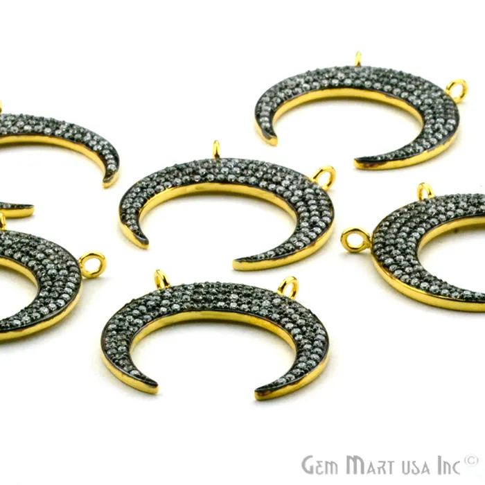 GemmartUSA Bracelets Moon CZ Pave Gold Vermeil Charm for Bracelet Pendants GemmartUSA Bracelets Moon CZ Pave Gold Vermeil Charm for Bracelet Pendants