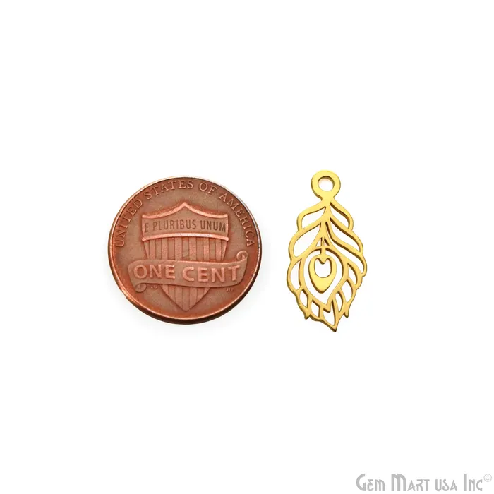GemmartUSA Charm Necklaces Peacock Feather Shape Laser Finding 215x102mm Gold Plated Charm For Bracelets Pendants GemmartUSA Charm Necklaces Peacock Feather Shape Laser Finding 215x102mm Gold Plated Charm For Bracelets Pendants
