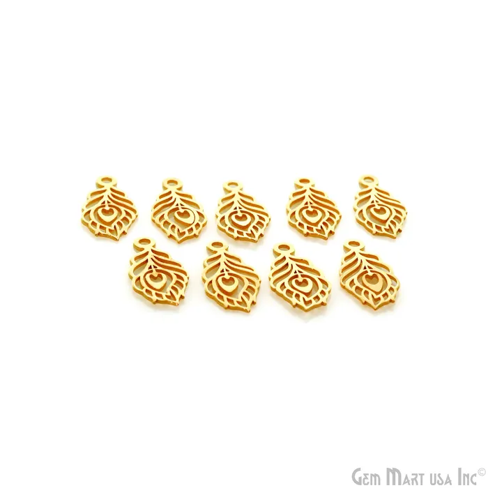 GemmartUSA Charm Necklaces Peacock Feather Shape Laser Finding 215x102mm Gold Plated Charm For Bracelets Pendants GemmartUSA Charm Necklaces Peacock Feather Shape Laser Finding 215x102mm Gold Plated Charm For Bracelets Pendants