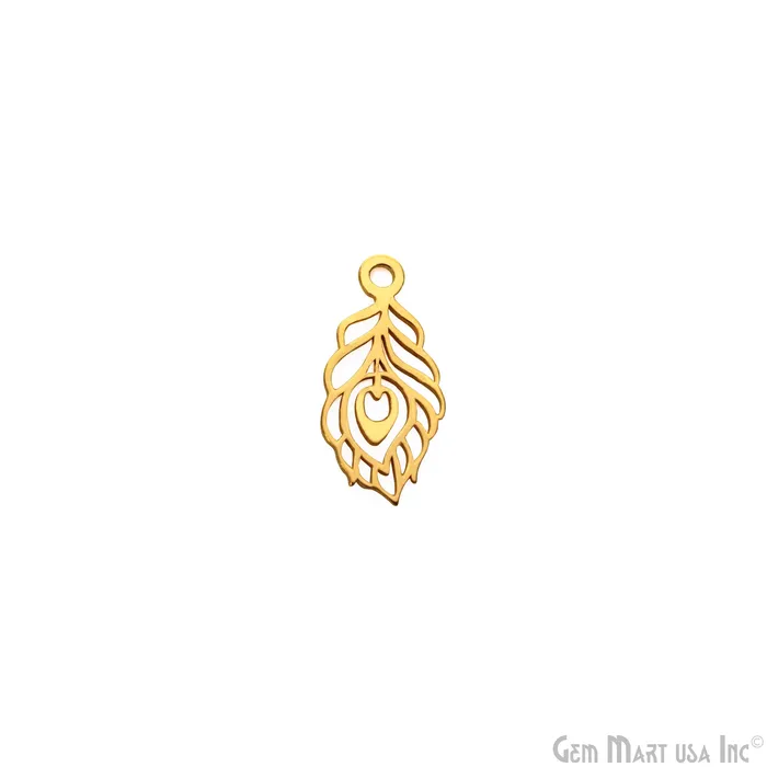 GemmartUSA Charm Necklaces Peacock Feather Shape Laser Finding 215x102mm Gold Plated Charm For Bracelets Pendants GemmartUSA Charm Necklaces Peacock Feather Shape Laser Finding 215x102mm Gold Plated Charm For Bracelets Pendants