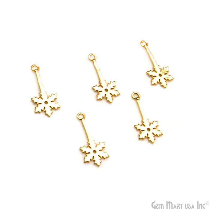GemMartUSA Charm Necklaces Snowflake Shape 27x12mm Gold Plated Textured Charm Minimalist Finding GemMartUSA Charm Necklaces Snowflake Shape 27x12mm Gold Plated Textured Charm Minimalist Finding