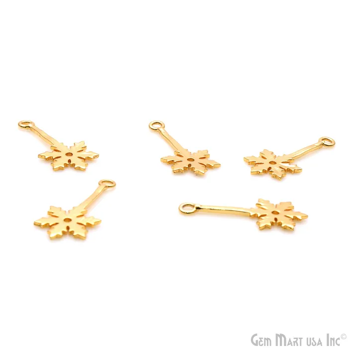 GemMartUSA Charm Necklaces Snowflake Shape 27x12mm Gold Plated Textured Charm Minimalist Finding GemMartUSA Charm Necklaces Snowflake Shape 27x12mm Gold Plated Textured Charm Minimalist Finding
