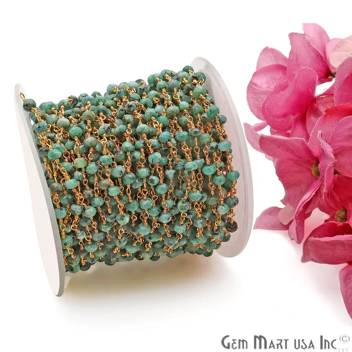 GemmartUSA Chrysocolla Jade Faceted Beads 4mm Gold Plated Wire Wrapped Rosary Chain PreStyled Sets GemmartUSA Chrysocolla Jade Faceted Beads 4mm Gold Plated Wire Wrapped Rosary Chain PreStyled Sets