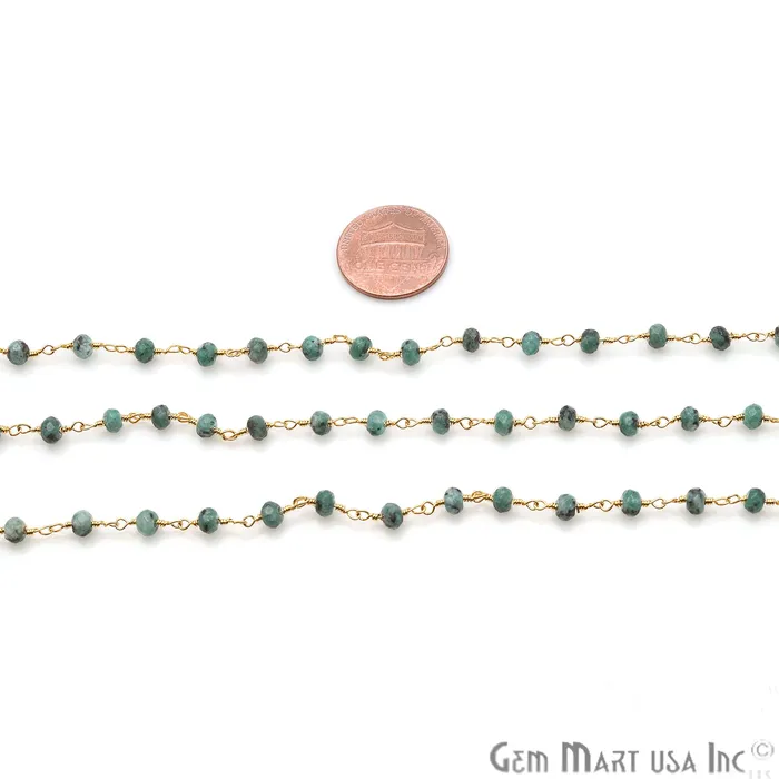 GemmartUSA Chrysocolla Jade Faceted Beads 4mm Gold Plated Wire Wrapped Rosary Chain PreStyled Sets GemmartUSA Chrysocolla Jade Faceted Beads 4mm Gold Plated Wire Wrapped Rosary Chain PreStyled Sets