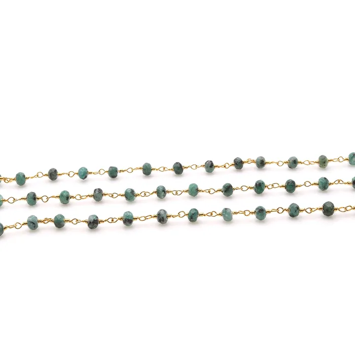 GemmartUSA Chrysocolla Jade Faceted Beads 4mm Gold Plated Wire Wrapped Rosary Chain PreStyled Sets GemmartUSA Chrysocolla Jade Faceted Beads 4mm Gold Plated Wire Wrapped Rosary Chain PreStyled Sets