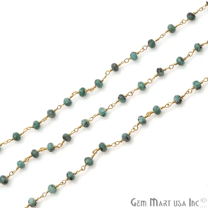 GemmartUSA Chrysocolla Jade Faceted Beads 4mm Gold Plated Wire Wrapped Rosary Chain PreStyled Sets GemmartUSA Chrysocolla Jade Faceted Beads 4mm Gold Plated Wire Wrapped Rosary Chain PreStyled Sets