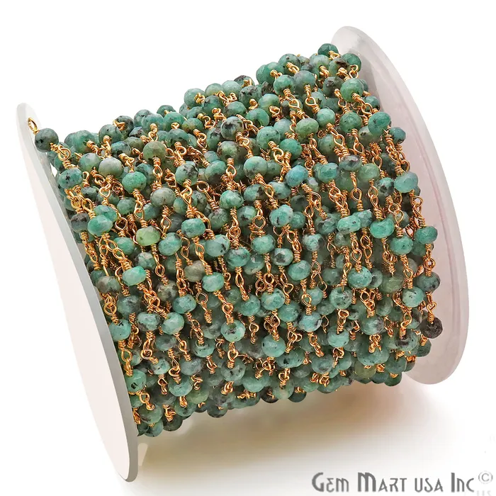 GemmartUSA Chrysocolla Jade Faceted Beads 4mm Gold Plated Wire Wrapped Rosary Chain PreStyled Sets GemmartUSA Chrysocolla Jade Faceted Beads 4mm Gold Plated Wire Wrapped Rosary Chain PreStyled Sets