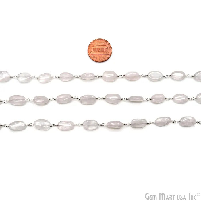 GemMartUSA Crystal 8x5mm Tumble Beads Silver Plated Rosary Chain Necklaces GemMartUSA Crystal 8x5mm Tumble Beads Silver Plated Rosary Chain Necklaces