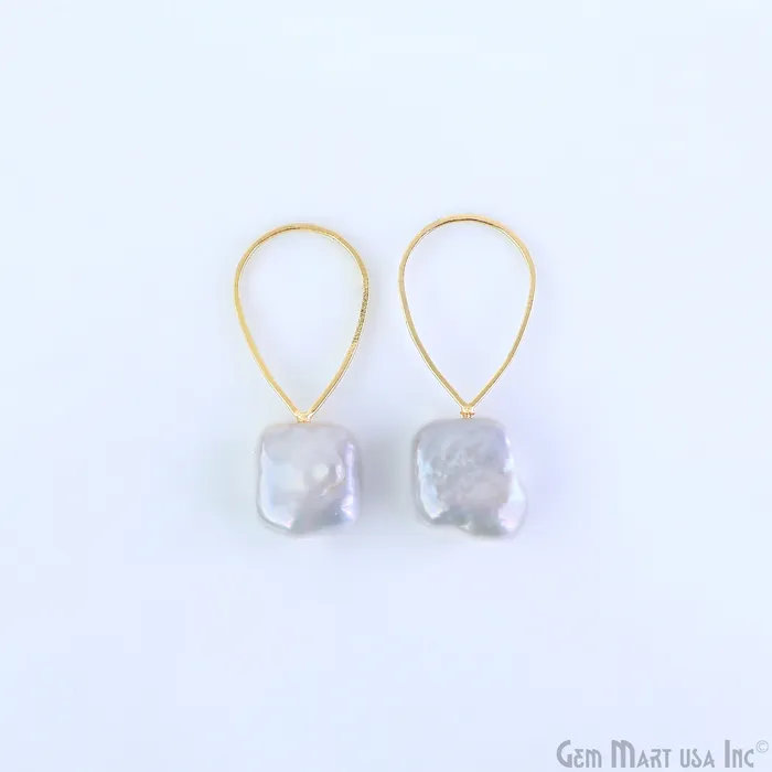 GemMartUSA DIY Freshwater Baroque Pearl Charm Gold Pear Loop 40x16mm 1pair Charm Necklaces GemMartUSA DIY Freshwater Baroque Pearl Charm Gold Pear Loop 40x16mm 1pair Charm Necklaces