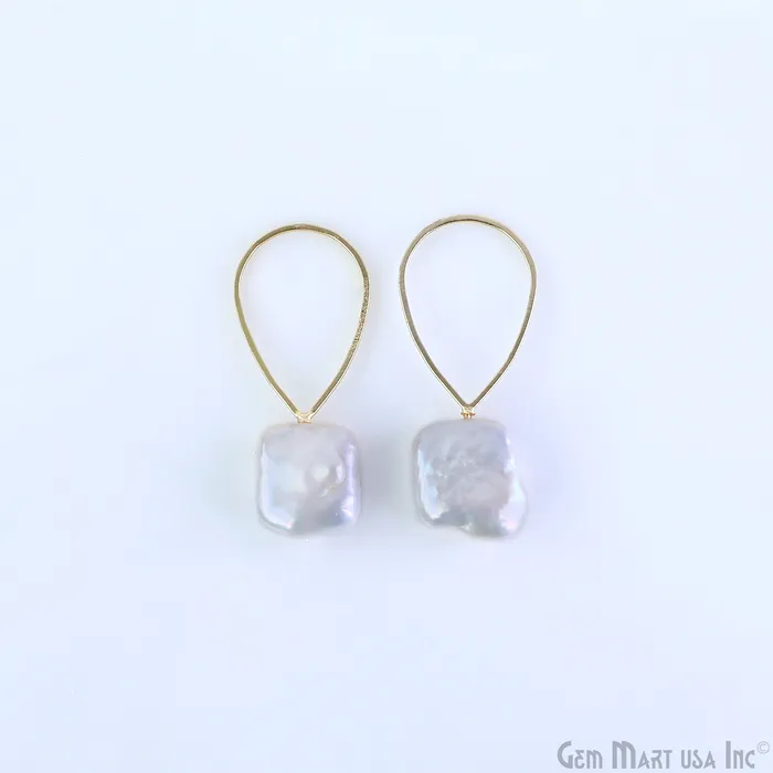 GemMartUSA DIY Freshwater Baroque Pearl Charm Gold Pear Loop 40x16mm 1pair Charm Necklaces GemMartUSA DIY Freshwater Baroque Pearl Charm Gold Pear Loop 40x16mm 1pair Charm Necklaces
