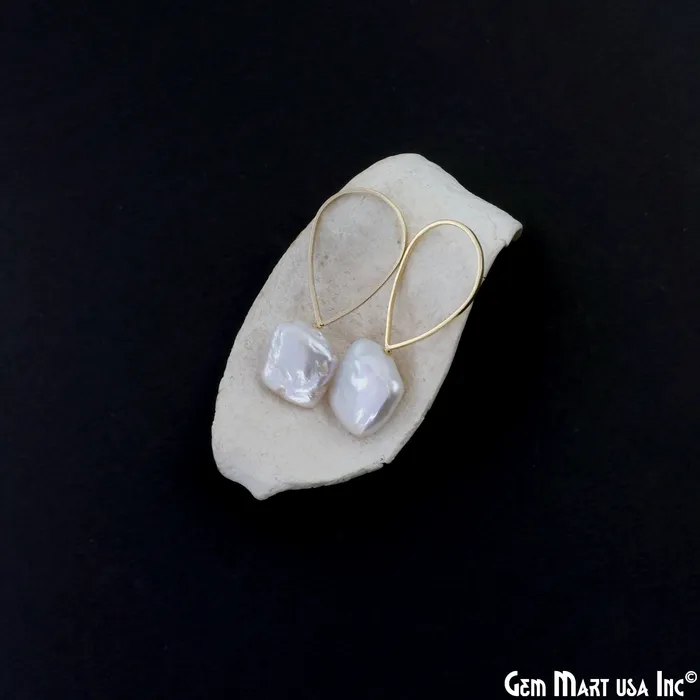 GemMartUSA DIY Freshwater Baroque Pearl Charm Gold Pear Loop 40x16mm 1pair Charm Necklaces GemMartUSA DIY Freshwater Baroque Pearl Charm Gold Pear Loop 40x16mm 1pair Charm Necklaces