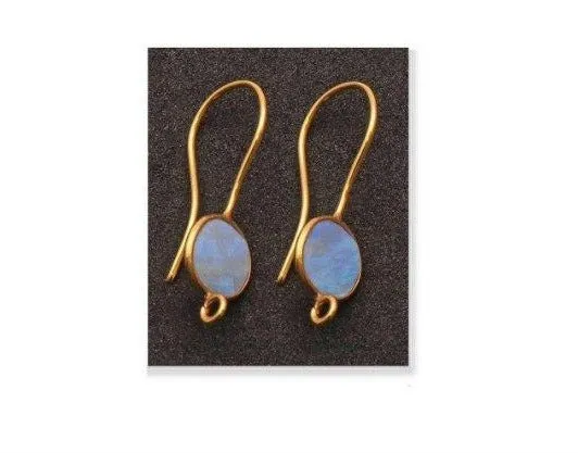 GemmartUSA DIY Gemstone 26x9mm Gold Plated Round Hook Earring Earrings GemmartUSA DIY Gemstone 26x9mm Gold Plated Round Hook Earring Earrings