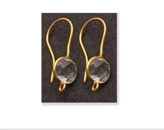 GemmartUSA DIY Gemstone 26x9mm Gold Plated Round Hook Earring Earrings GemmartUSA DIY Gemstone 26x9mm Gold Plated Round Hook Earring Earrings