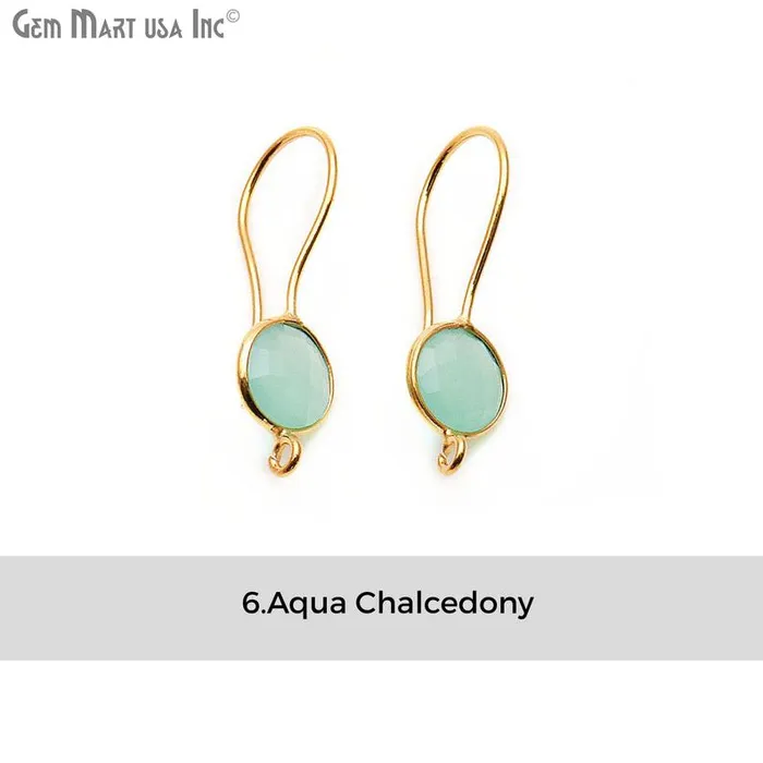 GemmartUSA DIY Gemstone 26x9mm Gold Plated Round Hook Earring Earrings GemmartUSA DIY Gemstone 26x9mm Gold Plated Round Hook Earring Earrings