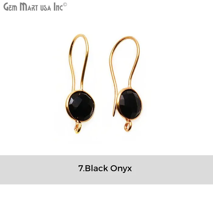 GemmartUSA DIY Gemstone 26x9mm Gold Plated Round Hook Earring Earrings GemmartUSA DIY Gemstone 26x9mm Gold Plated Round Hook Earring Earrings