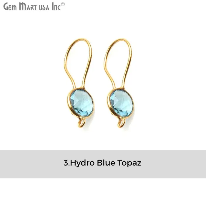 GemmartUSA DIY Gemstone 26x9mm Gold Plated Round Hook Earring Earrings GemmartUSA DIY Gemstone 26x9mm Gold Plated Round Hook Earring Earrings