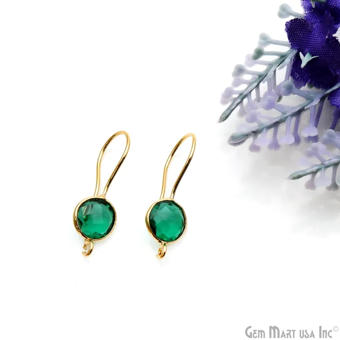 GemmartUSA DIY Gemstone 26x9mm Gold Plated Round Hook Earring Earrings GemmartUSA DIY Gemstone 26x9mm Gold Plated Round Hook Earring Earrings