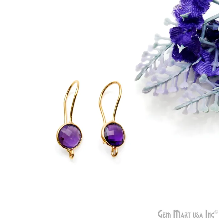 GemmartUSA DIY Gemstone 26x9mm Gold Plated Round Hook Earring Earrings GemmartUSA DIY Gemstone 26x9mm Gold Plated Round Hook Earring Earrings