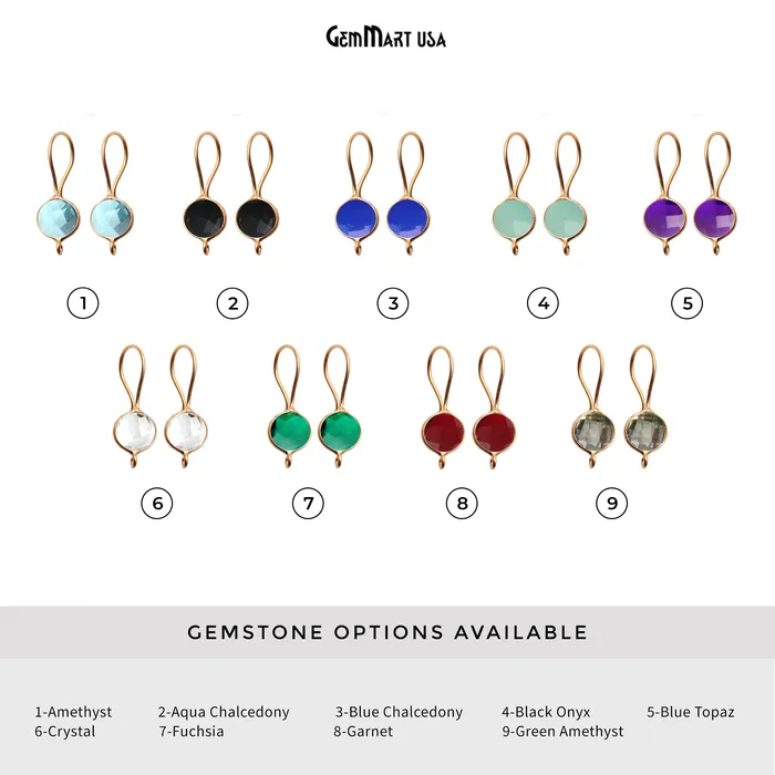 GemmartUSA DIY Gemstone 26x9mm Gold Plated Round Hook Earring Earrings GemmartUSA DIY Gemstone 26x9mm Gold Plated Round Hook Earring Earrings