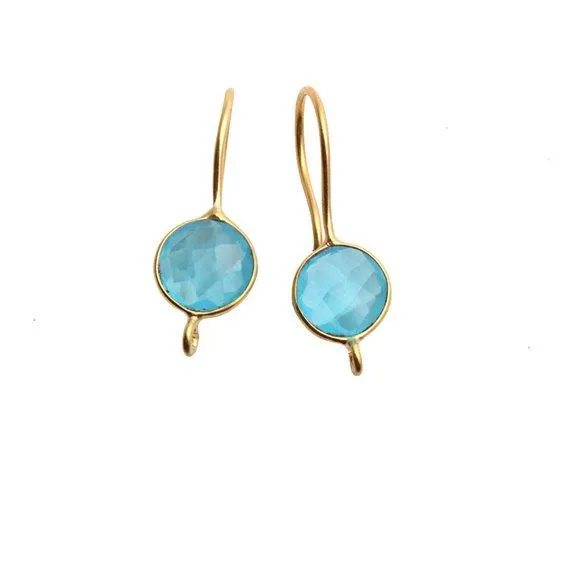 GemmartUSA DIY Gemstone 26x9mm Gold Plated Round Hook Earring Earrings GemmartUSA DIY Gemstone 26x9mm Gold Plated Round Hook Earring Earrings