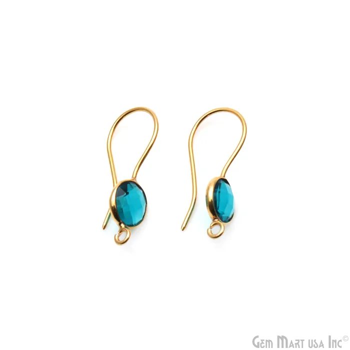 GemmartUSA DIY Gemstone 26x9mm Gold Plated Round Hook Earring Earrings GemmartUSA DIY Gemstone 26x9mm Gold Plated Round Hook Earring Earrings