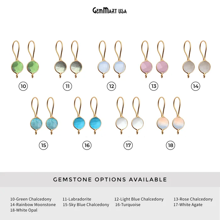 GemmartUSA DIY Gemstone 26x9mm Gold Plated Round Hook Earring Earrings GemmartUSA DIY Gemstone 26x9mm Gold Plated Round Hook Earring Earrings