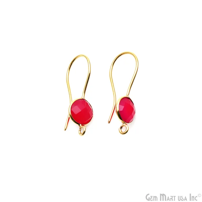 GemmartUSA DIY Gemstone 26x9mm Gold Plated Round Hook Earring Earrings GemmartUSA DIY Gemstone 26x9mm Gold Plated Round Hook Earring Earrings