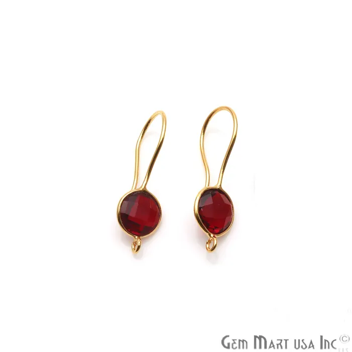 GemmartUSA DIY Gemstone 26x9mm Gold Plated Round Hook Earring Earrings GemmartUSA DIY Gemstone 26x9mm Gold Plated Round Hook Earring Earrings