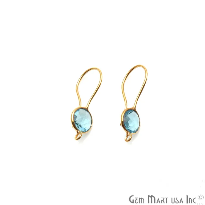 GemmartUSA DIY Gemstone 26x9mm Gold Plated Round Hook Earring Earrings GemmartUSA DIY Gemstone 26x9mm Gold Plated Round Hook Earring Earrings