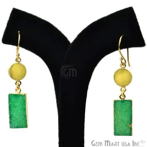 GemMartUSA Double Druzy Stone 52x10mm Gold Plated Hook Earrings Pick your Gemstone 901361 Earrings GemMartUSA Double Druzy Stone 52x10mm Gold Plated Hook Earrings Pick your Gemstone 901361 Earrings
