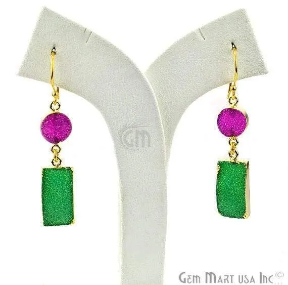 GemMartUSA Double Druzy Stone 52x10mm Gold Plated Hook Earrings Pick your Gemstone 901361 Earrings GemMartUSA Double Druzy Stone 52x10mm Gold Plated Hook Earrings Pick your Gemstone 901361 Earrings