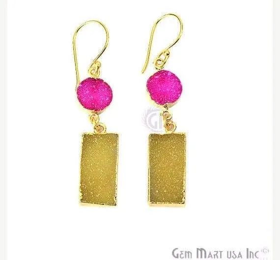GemMartUSA Double Druzy Stone 52x10mm Gold Plated Hook Earrings Pick your Gemstone 901361 Earrings GemMartUSA Double Druzy Stone 52x10mm Gold Plated Hook Earrings Pick your Gemstone 901361 Earrings